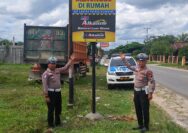 Sat Lantas Polres Kuansing Pasang Spanduk Himbauan di Daerah Rawan Kecelakaan dalam Rangka Ops Lilin Lancang Kuning 2024