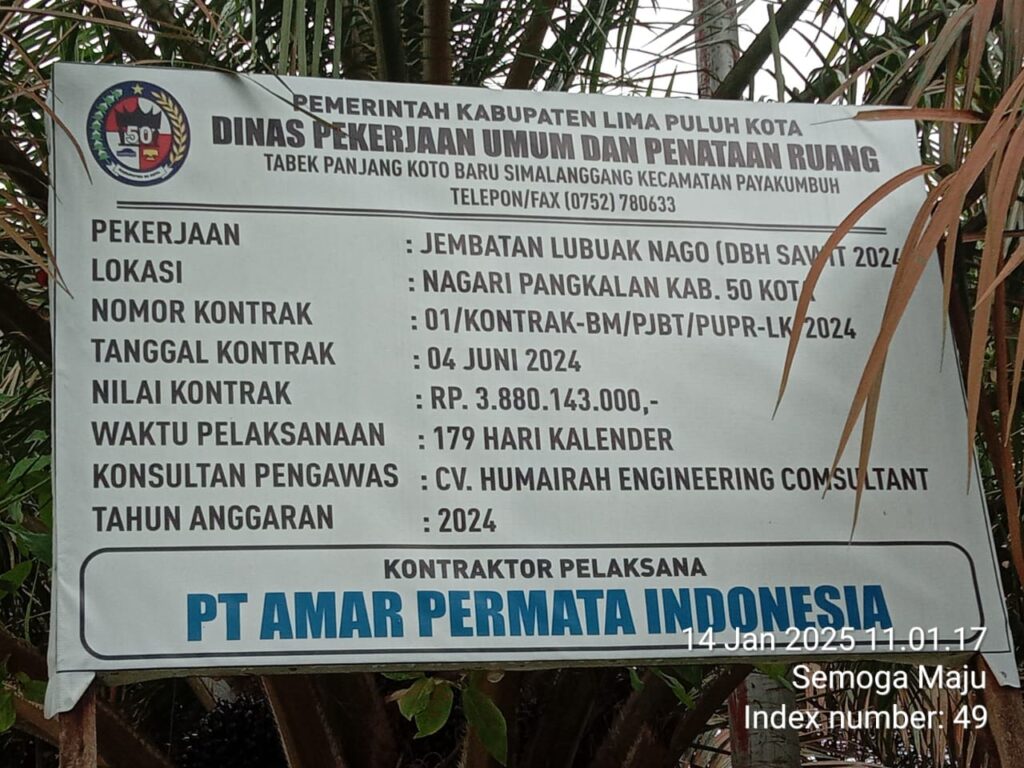 Soal Mangkraknya Jembatan Lubuak Nago, Kadis PUPR Limapuluh Kota Janji Akan Blacklist Soal Mangkraknya Jembatan Lubuak Nago, Kadis PUPR Limapuluh Kota Janji Akan Blacklist
