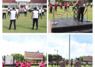 Menjaga Kebugaran Tubuh Personel Polres Kepulauan Talaud Dan Bhayangkari Laksanakan Olahraga Bersama