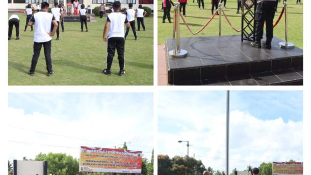 Menjaga Kebugaran Tubuh Personel Polres Kepulauan Talaud Dan Bhayangkari Laksanakan Olahraga Bersama