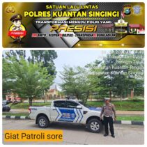 Sat Lantas Polres Kuansing Patroli Sore: Antisipasi Daerah Rawan Banjir, Longsor, dan Laka Lantas Selama Libur Panjang