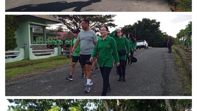 Dandim 1312/Tld Sigfriet Wellem Panaha S.Sos, Pimpin Olahraga Bersama Anggota Dan Persit Untuk Kebugaran Tubuh