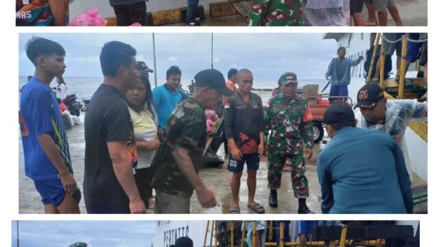 Garda Terdepan Babinsa Koramil 1312/07 Membantu Warga Naik/Turun Dermaga Diwilayah Perbatasan Miangas