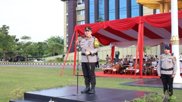 Polda Riau Mengadakan Apel Gelar Pasukan Operasi Keselamatan Lancang Kuning 2025 Di Mapolda Riau