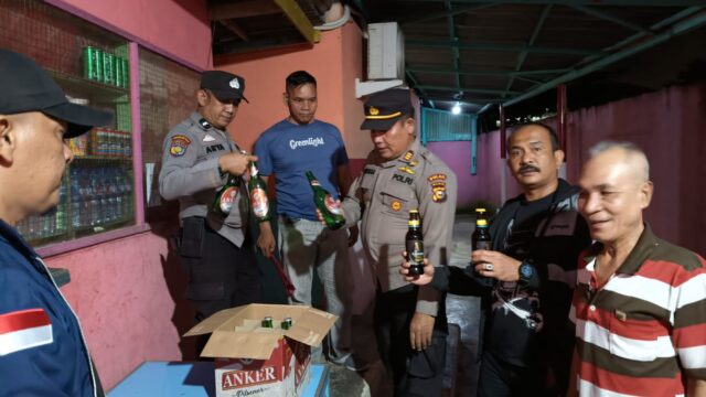 Polsek Tualang Gelar KRYD, Berhasil Amankan Puluhan Minuman Keras