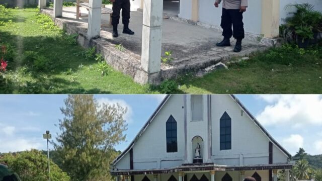 Beri Rasa Aman Bagi Warga, Polsek Kabaruan Patroli Minggu Di Sejumlah Tempat Ibadah Di Wilayah Pulau Terluar