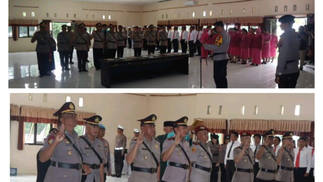 Kapolres Kepulauan Talaud Arie Sulistyo Nugroho, Sik. SH. Pimpin Langsung Acara Pelantikan Sekaligus Pengambilan Sumpah Jabatan Di Aula Mapolres