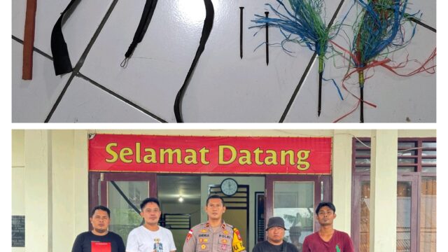 Kapolsek Kabaruan IPDA Andika Amisi Dan Tim Resmob Polsek Berhasil Amankan Belasan Remaja Bawa Panah Wayer 
