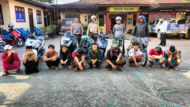 Meresahkan Masyarakat, 6 Unit Sepeda Motor Diamankan, Diduga Balap Liar Saat Patroli di Wilayah Kecamatan Tualang Saat