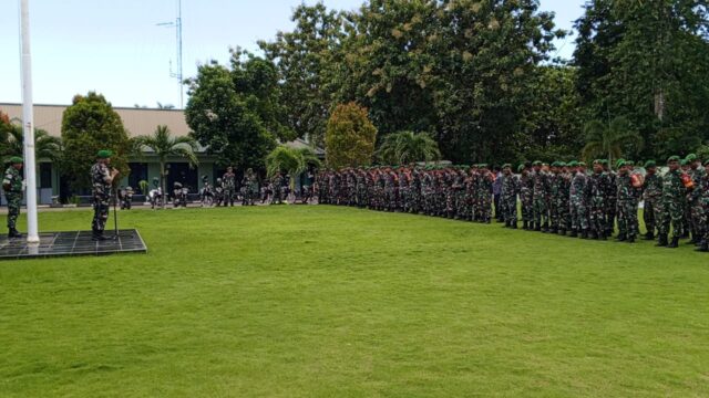 Dandim 1312/Tld Pimpinan Langsung Apel Pemberangkatan Cuti Lebaran Personil 