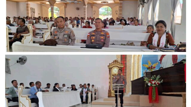 Kunjungan Minggu Presisi Di Jemaat Germita Al Masih Damau, Kapolsek Kabaruan IPDA Andika Amisi Berikan Himbauan Pada Warga Selalu Menjaga Situasi Khamtibmas