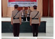 Kapolres Kepulauan Talaud Pimpin Sertijab Kapolsek Essang IPDA Pance Wee Digantikan Oleh IPDA Sumendap Sasoloa Di Aula Makopolres 