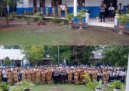 Kapolsek Lirung IPDA. E.V. Gagola Bertindak Sebagai Pembina Upacara Berikan Himbauan Kamtibmas Pada Siswa-Siswi SMP Negeri 2 Lirung Di Moronge