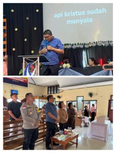 Pesan Kamtibmas Lewat Ibadah Minggu Kasih Di Sampaikan Wakapolres Kepulauan Talaud Kompol Kretsman Mulalinda S.Pd. MH