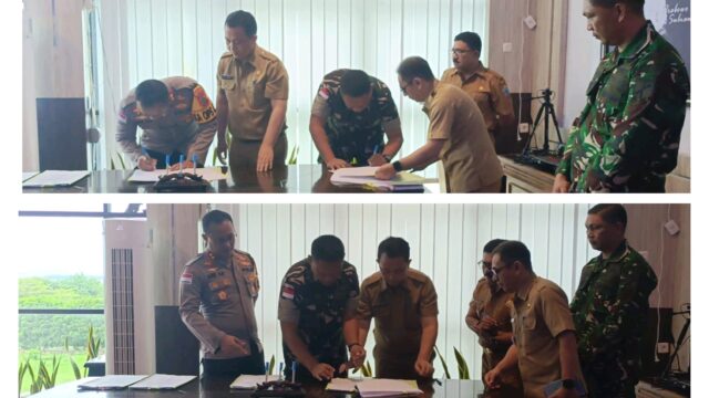 Dandim 1312/Tld INF Sigfried W. Panaha Hadiri Penandatanganan Naska Perjanjian Hibah Daerah Dan Siap Amankan PSU Di Kecamatan Essang
