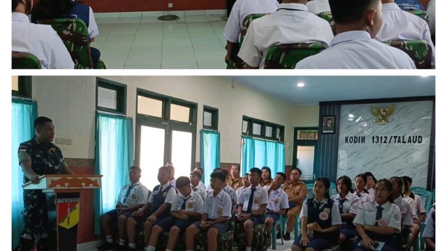 Kodim 1312/Tld Sambut Kunjungan Serta Sosialisasikan Terkait Tugas Pokok TNI-AD Ke Finalis Duta Pelajar SMP N 1 Melonguane 