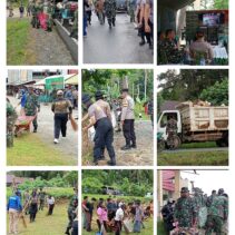 Karya Bakti Serentak Digelar Korem 131/Stg Khusus Kodim 1312/Tld Karya Bakti Dipusatkan Di Pasar Mala Melonguane Kepulauan Talaud