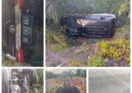 Jalan Licin Akibat Ceceran Minyak, Sebuah Mobil Terbalik Di Minas