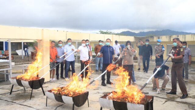 Polda Sumbar Musnahkan Barang Bukti Ganja 15,9 Kilogram di Mapolda Sumbar