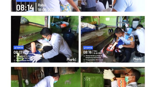 CIPTAKAN SITUASI AMAN DAN KONDUSIF : LAPAS BANGKINANG TERUS RUTIN RAZIA KAMAR HUNIAN WARGA BINAAN