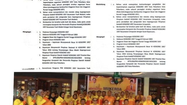 PK Kecamatan Kosgoro 1957 Menolak Tegas Plt Safitri Sebagai Ketua Kota Pekanbaru