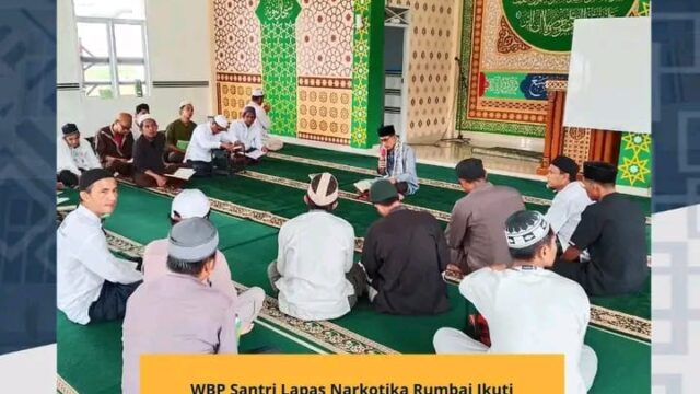 WBP Santri Lapas Narkotika Rumbai Ikuti Kegiatan Belajar Mengaji di Masjid At-Taubah