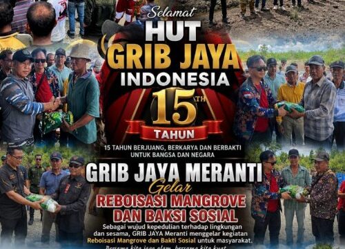 GRIB Jaya Bersama LM2R Gelar Reboisasi Mangrove dan Bagikan Sembako di Desa Sesap