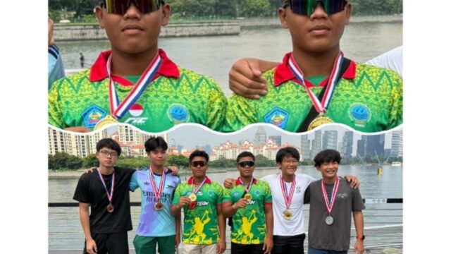 SMA Olahraga Pekanbaru Riau Ukir Prestasi Internasional di Singapore, Aslim S.Pd Bangga Atlet Dayung SKO Riau Raih Emas