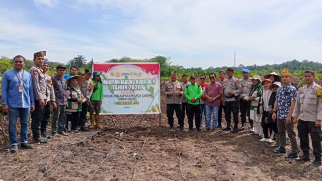 Dukung Swasembada Pangan 2026, Kapolsek Kampar Pimpin Penanaman Jagung Kuartal II di Rumbio Jaya